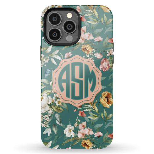 Watercolor Flowers Personalized Monogram iPhone Case